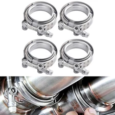 4PCS 3 Inch V Band Clamp Kit w Male Female Flange Mild Steel Turbo Exhaust 3"