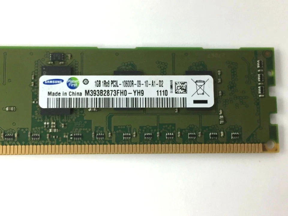 Samsung M393B2873FH0-CH9 1GB DDR3 Registered ECC PC3-10600 1333Mhz 1Rx8 Memory - Image 2 of 4