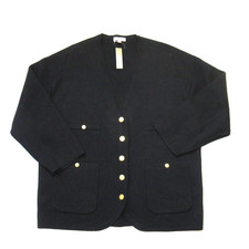 NWT J.Crew Long V-neck Sweater Blazer in Black Cotton Knit Cardigan XL