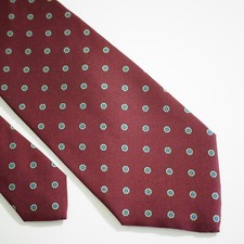 Van Heusen 417 Red Blue Floral Geometric Print Short Silk Tie