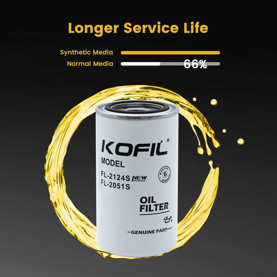 4/Pack-Oil Filters FL2051S FL2124S for Ford F250 F350 F450 F550 F650 F750 6.7L Foto 3 de 4