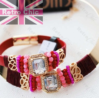 £15 WALLIS MULTI glänzend GOLD/SILBER Halsreif HALSKETTE ethnisches ARMBAND rosa/blau/aqua