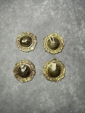 Vintage Set Of 4  Brass Belly Dancing Finger  Syrian Cymbal Castanets 2 " round 