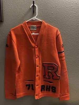 Skookum Letterman Sweater Orange & Black 100% Virgin Wool Original Ronan MT 1971