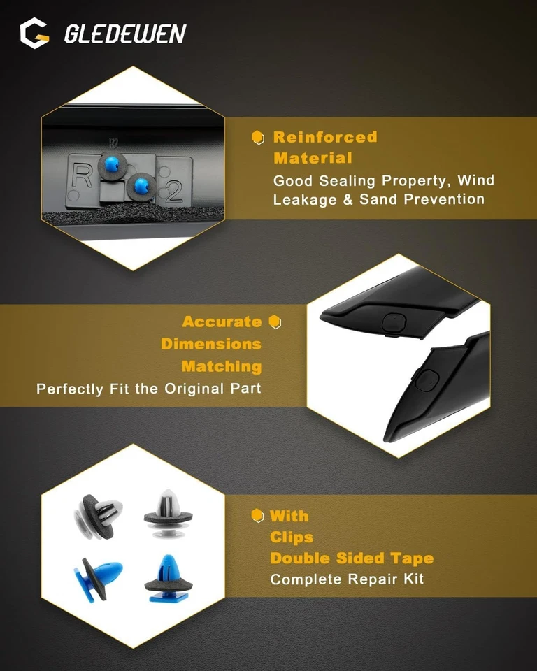 Juego de molduras para molduras de pilar A parabrisas, Compatible con Kia Soul 2014-2019, Delantero Foto 4 de 4