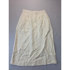 Vintage CWII California Cream Linen Blend Pleated Midi Skirt Made in USA Size 4