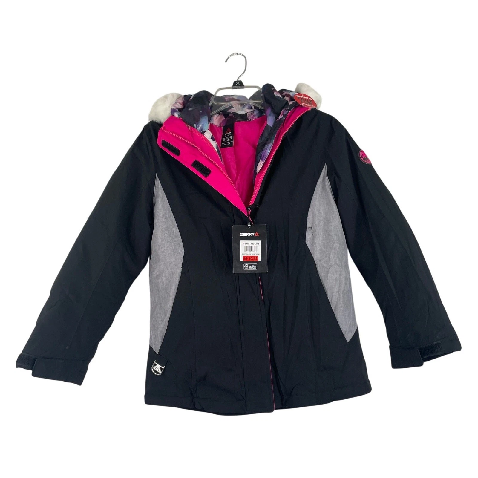 Gerry 3 in 1 Youth System Jacket Pink Black Girl's Size M (10/12) Snow FLAWED