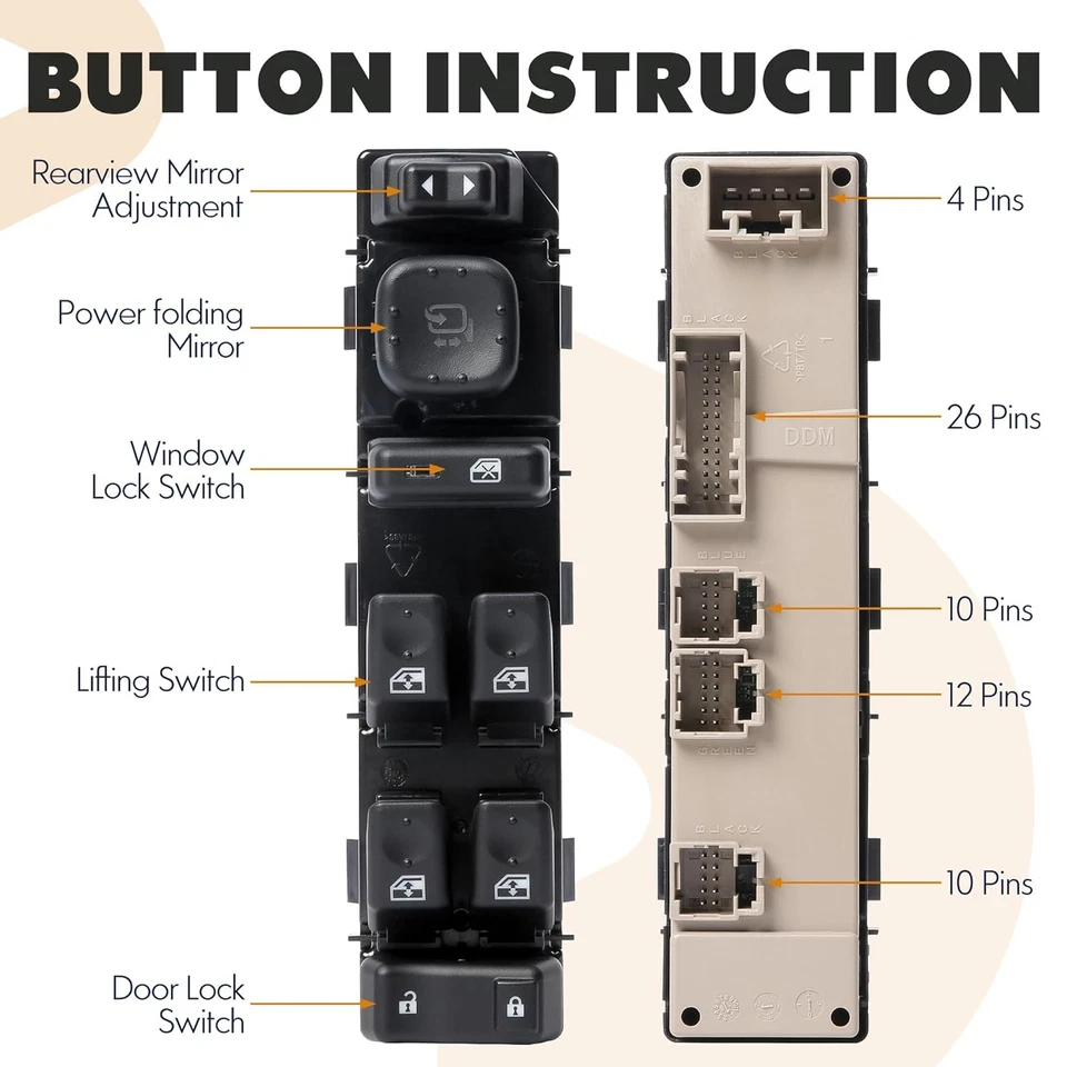 For GMC For Chevrolet Avalanche 1500 2003-2006 Left Master Power Window Switch Foto 2 de 4
