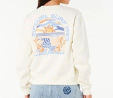 RIP CURL Mujer DUNE DANCER Sudadera Relajada Crew - Hueso - Mediana - Nueva con Etiquetas