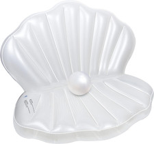 Inflatable Seashell Pool Float, Giant Clam Air-Filled Toys with Pearl Ball, Ki