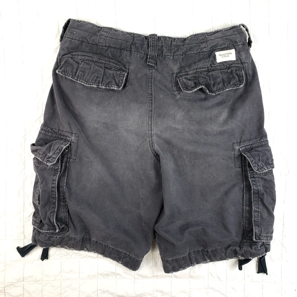 Abercrombie & Fitch Shorts Mens 31 Gray Cargo Military Button Fly Distressed Y2K - Image 2 of 4