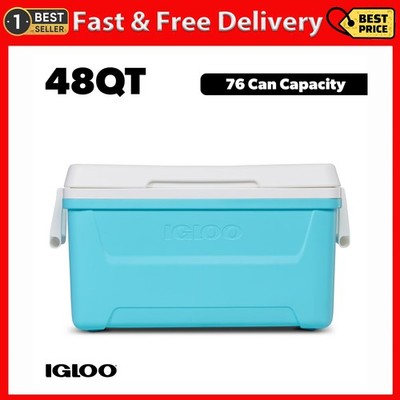 Igloo 48 QT Laguna Hard-Sided Ice Chest Cooler, Aqua Blue and White