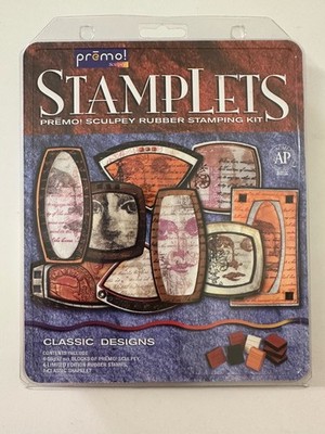 Premo Sculpey Polymer Clay Stamping Kit w/ 4 Pkgs Of Clay, 4 Stamps & Tool