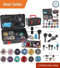 12-Piece Battling Top Set with Launchers Storage Box - Metal Fusion Gyro