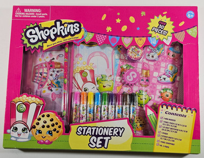 Shopkins Stationery Set 9 Markers Stickers Pencil Pouch Eraser New Gift