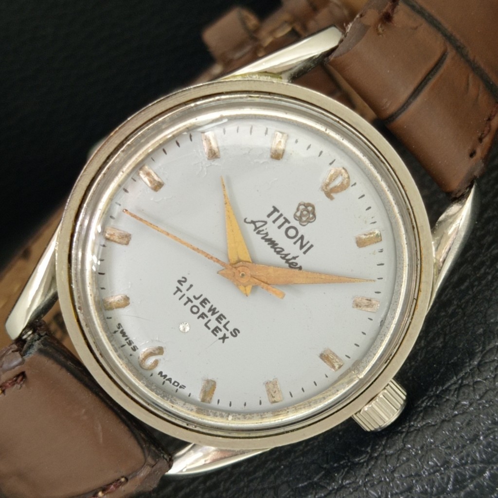 HAND-WINDING GREY TITONI AIRMASTER MENS TITOFLEX WATCH SWISS a703202-1 VINTAGE - vintagewatches.pk