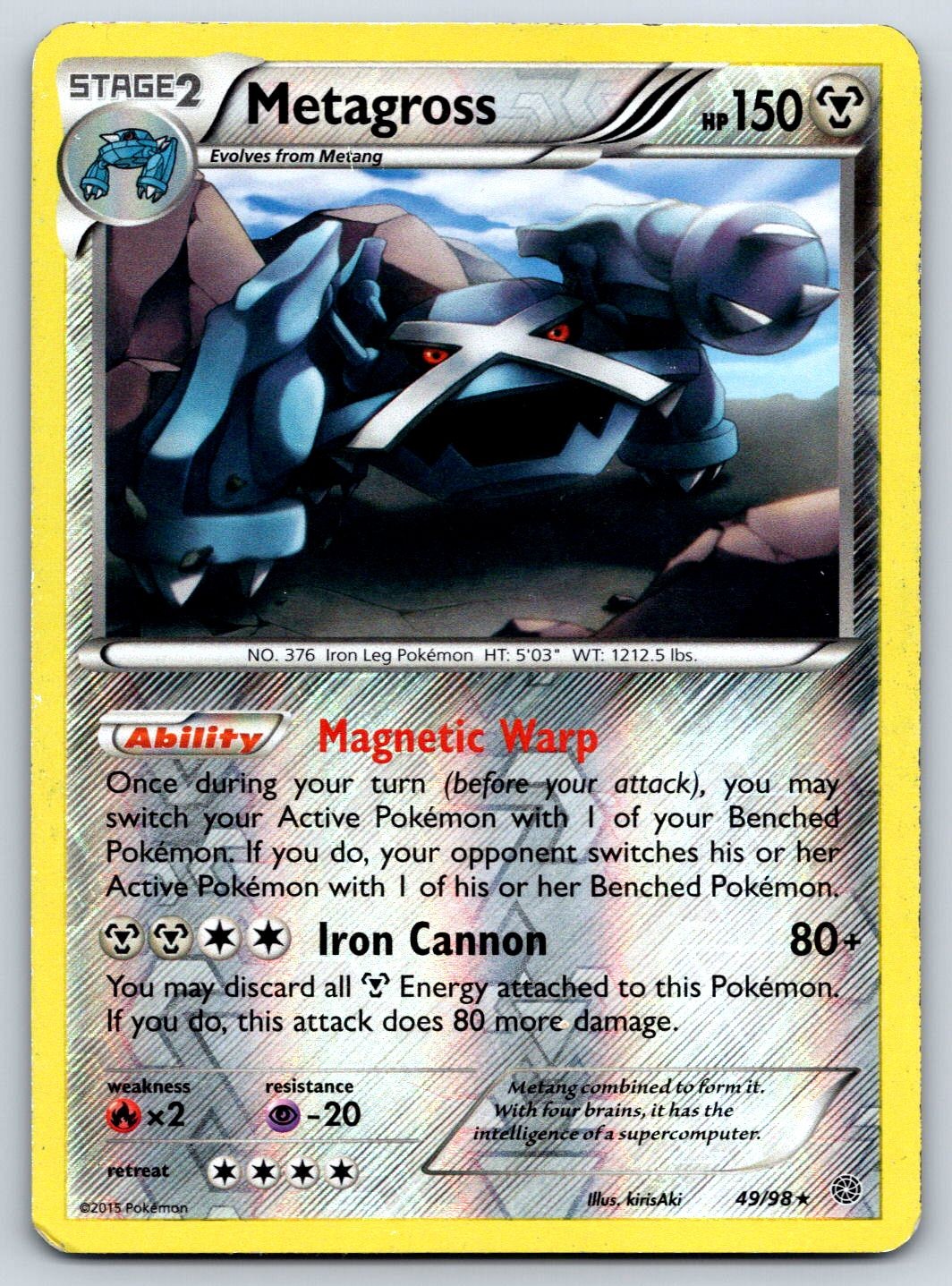 Metagross (Reverse Holo) Ancient Origins 49/98 Rare Pokemon Card LP