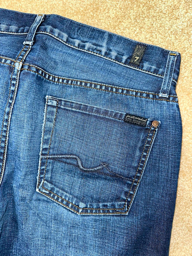 7 For All Mankind Men’s Slim Fit Straight Blue Denim Jeans Medium Wash