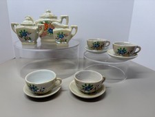 Vintage Child's Toy Tea Set / Occupied Japan / Floral Lusterware / Complete
