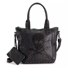 Amerileather Skull Crossbones Studded Black L...