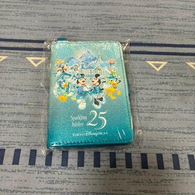 Tokyo DisneySea 25th Anniversary Glitter Card Holder with Chain Mickey & Friends