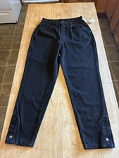 Vintage Gitano Jeans Sz12 Short Black All Cotton Italian Slim Tags Ankle Snaps