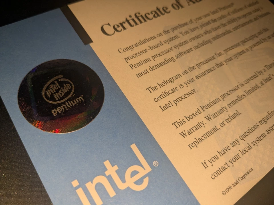 Intel Pentium 100MHz Processor CPU SU099 & Certificate of Authenticity - Image 4 of 4