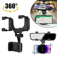 Universal 360 Rotation Car Rear View Mirror Mount Stand GPS Cell Phone Holder