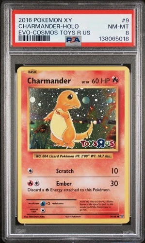 2016 POKEMON XY EVOLUTIONS COSMOS #9 TOYS R US CHARMANDER HOLO PSA 8 Near Mint