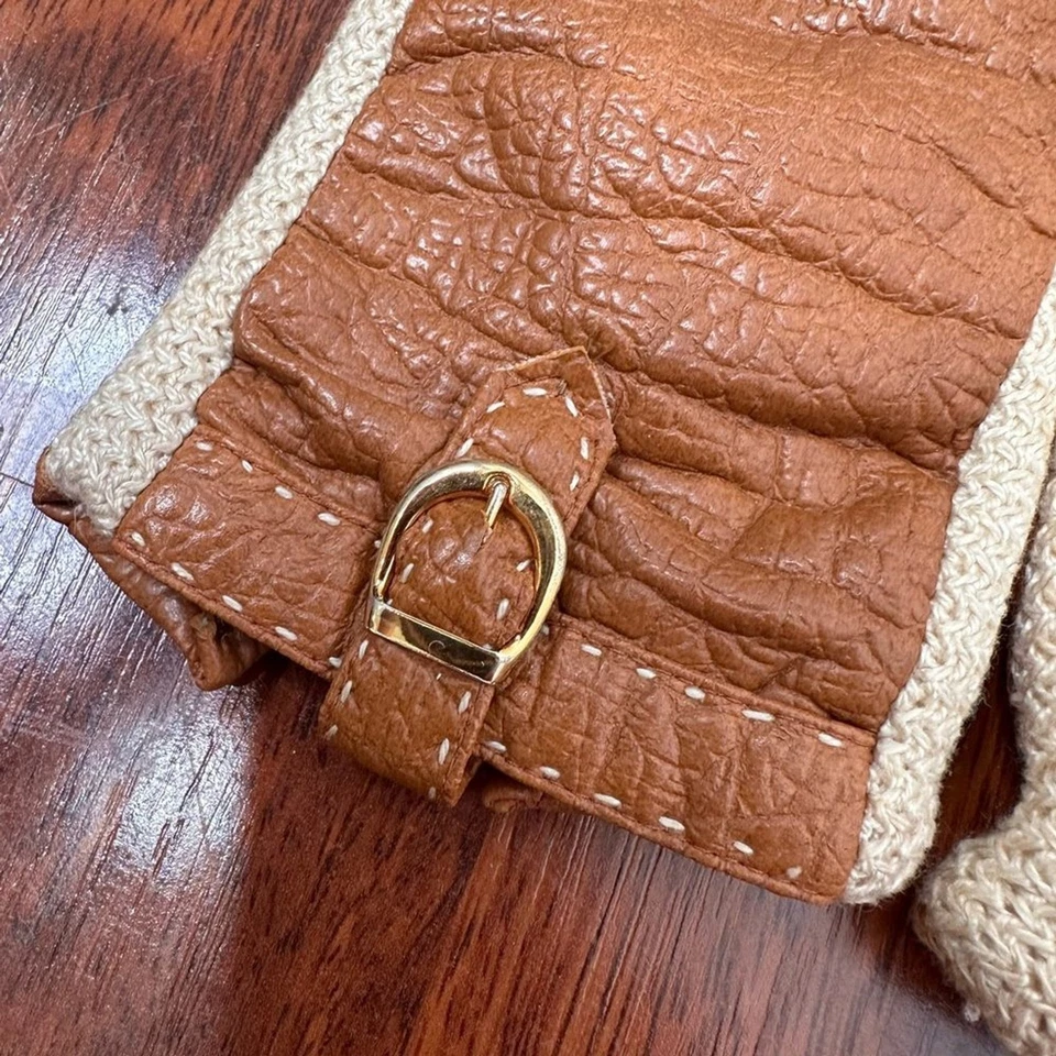 Guantes de cuero marrón y crema vintage Novakiu by Aris Foto 4 de 4