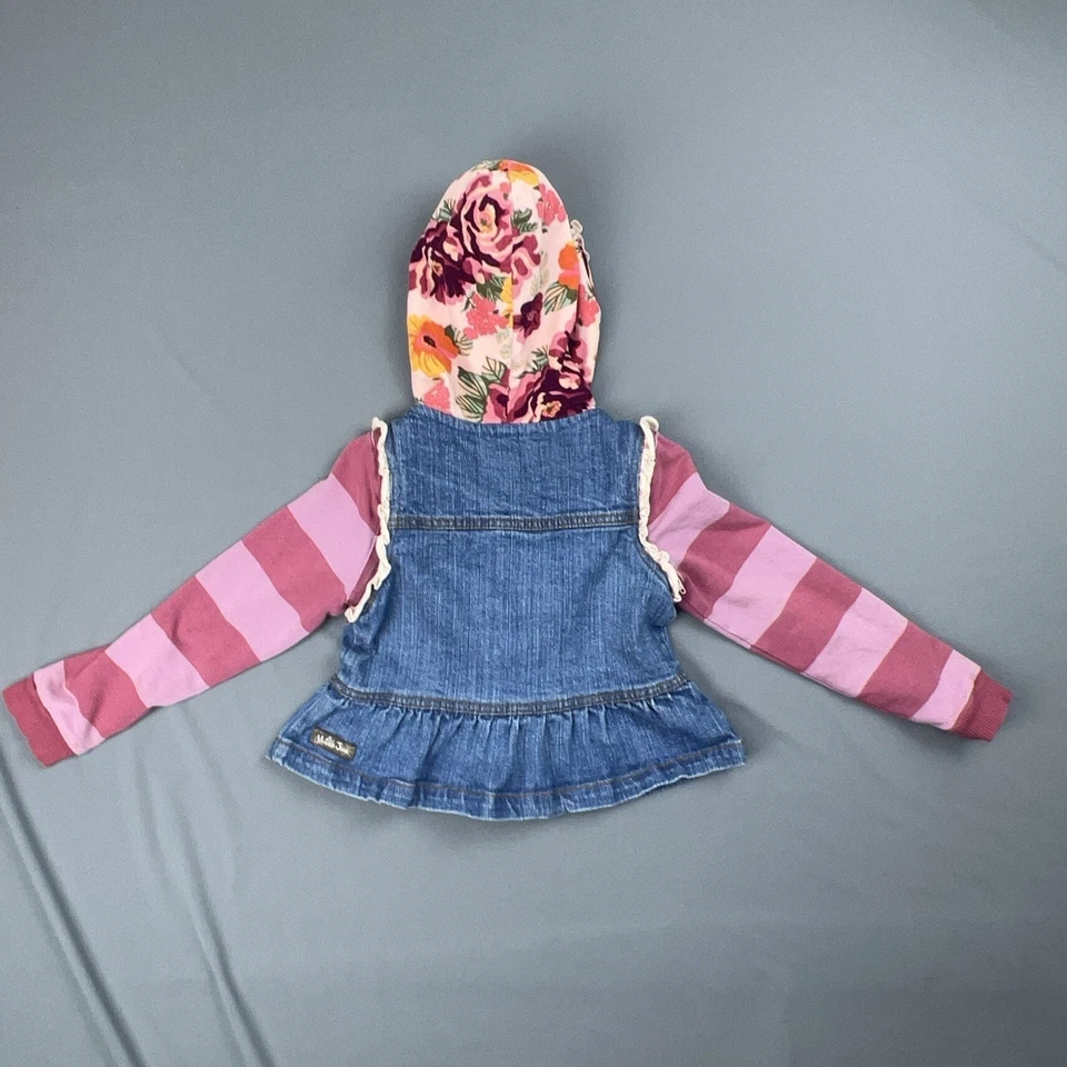 Matilda Jane Jacket Girls 4T Labyrinth Convertible Jean Hooded Removable Sleeve - Image 4 of 4