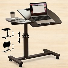 Adjustable C-Shaped Sofa Side End Table Coffee Laptop Table Rolling Overbed Desk