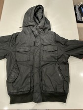 H&M Black Hooded Zip Bomber Jacket Men s Soli...