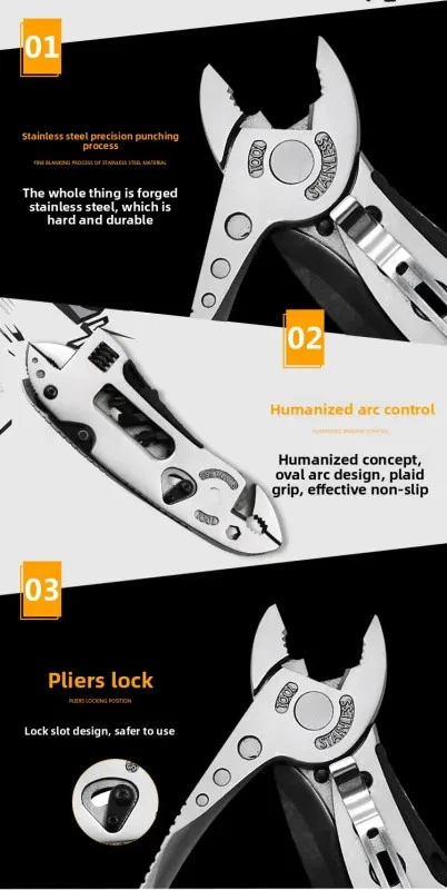 Multi-Tool Knife EDC Gear Set Adjustable Wrench, Screwdriver, Pliers Pocket Tool