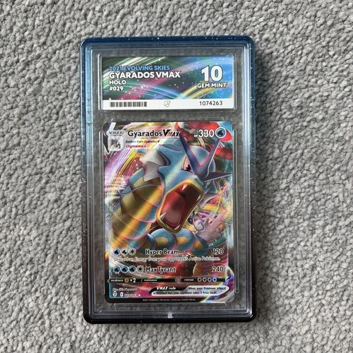 Gyarados VMAX 029 Evolving Skies Holo Pokemon Ace 10 GEM MINT - PERFECT SUBS
