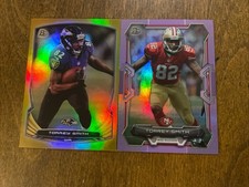 (2) Torrey Smith 2014 Bowman Gold /75 Rainbow 2015 Bowman Purple Lot CombineShip