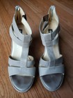 Nisolo Size 37 US 6.5 Grey Platform Wedge Heel Ankle Strap Leather Sandals Shoes — photo 4