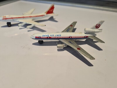 Japan Air Lines Douglas DC 10 Diecast Flugzeug 1980er und Matchbox 1974 Boeing 747