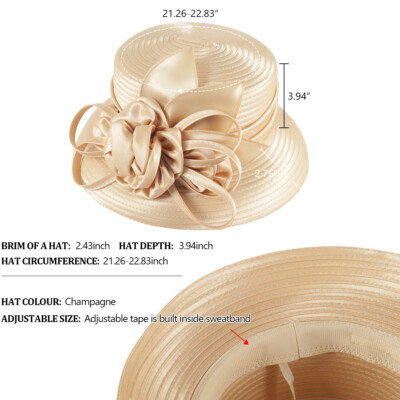 7458 Church Baptism Wedding Cloche Hat Tea Party Derby Dress Bowler Hats VECRY Womens Church Baptism Wedding Cloche Hat Tea Party  main image 3