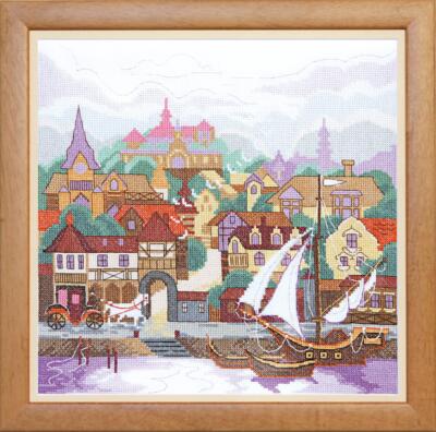 DIY Counted Cross Stitch Kit ''White sail'' 10.6x10.6 in / 27.0x27.0 cm