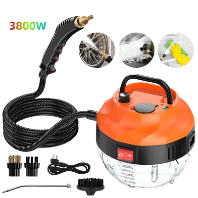 3800W Steam Cleaner Handheld w/ 3 Brushes & Wand - 221°F High Temp, 6 Speeds