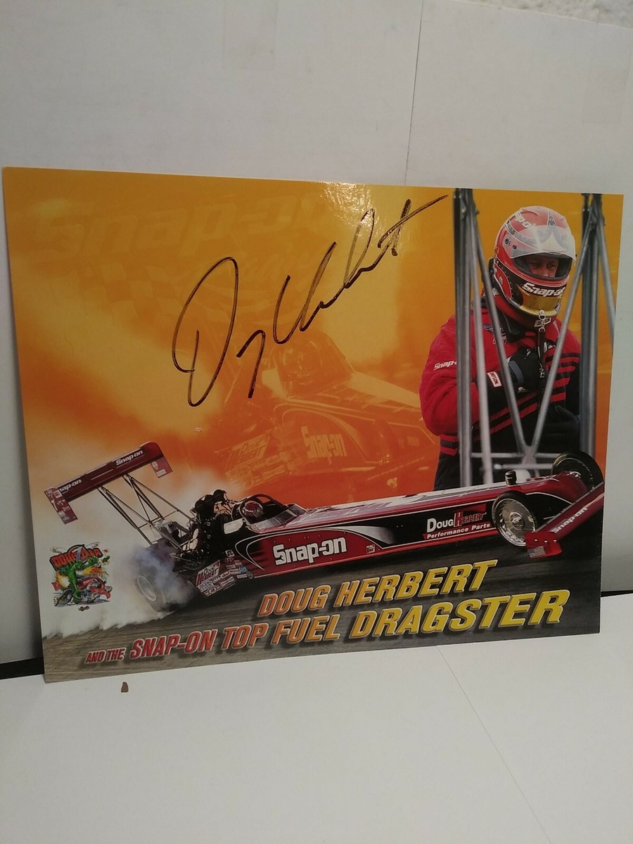 Signed Doug Herbert Snap on Top Fuel Dragster NHRA Photo Card 8 X