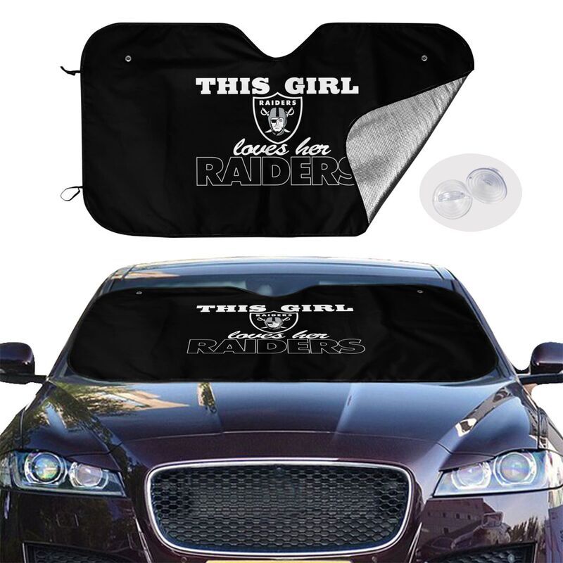 Las Vegas Raiders Windshield Sunshade "This Girl Loves Her" Car Sunshade  55*30in