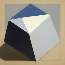 Medium Abstract Painting 2x2 ft. Post-Modernism Geometric Demrin Cubism II NEW