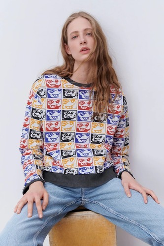 ZARA MICKEY MOUSE © DISNEY KEITH HARING™ REVERSIBLE SWEATSHIRT SIZE S UK 8 10 - Picture 5 of 16