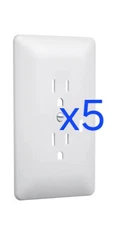 5 Pack TayMac Masque 2000 Series White 1 gang Plastic Duplex Wall Plate Cover X5