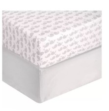 Tadpoles 2 Piece Whales Patterned Microfiber Fitted Crib Sheets-Grey T4103349