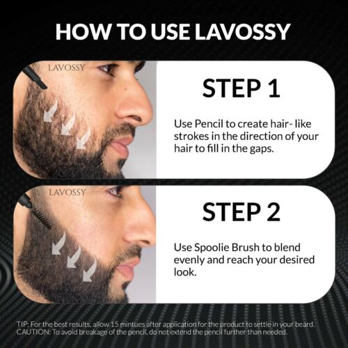 LAVOSSY™ Beard Filler Pen - with blending brush, Beard Pencil filler for men - Picture 5 of 29