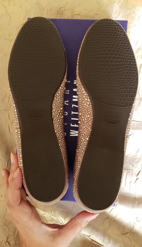 NEW STUART WEITZMAN NUBEADS $365 STUDDED HAZEL LATTE SUEDE BALLET FLATS 41 10 - Picture 9 of 12