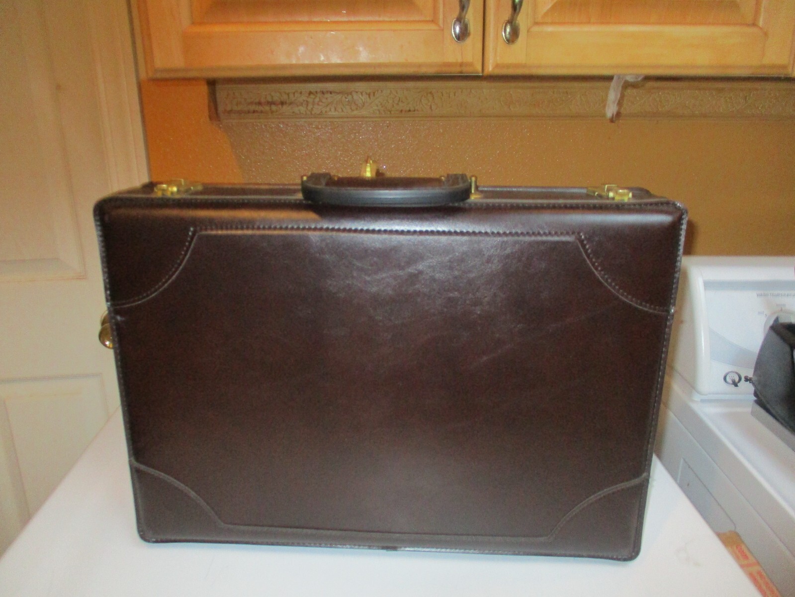 Vintage Airway Pilot Briefcase Combo Lock Brown Leath… Gem